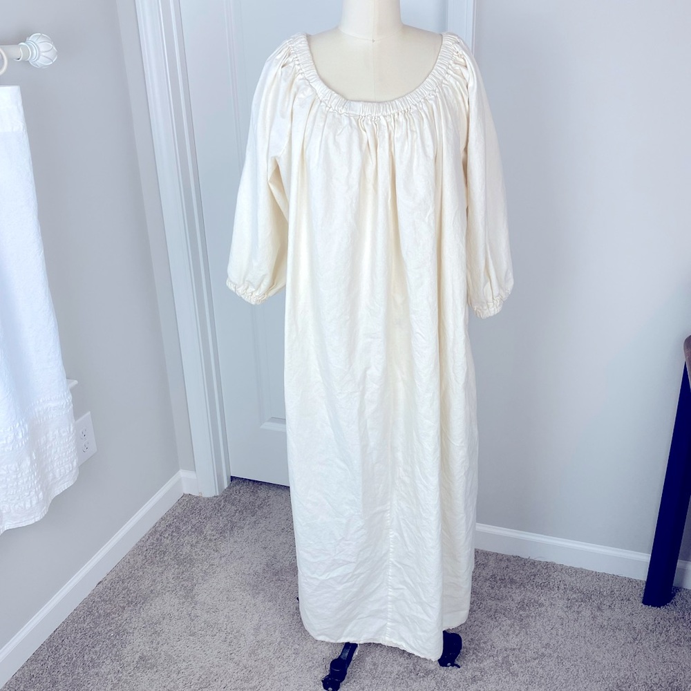Handmade Natural Muslin Cotton Peasant Chemise (Full Length)